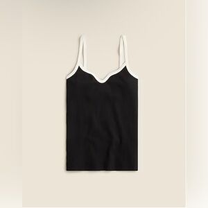 J. Crew Black Ribbed Cami with White Contrast Trim